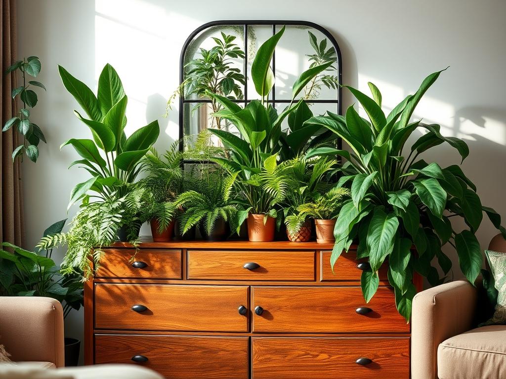 Rośliny na komodę w salonie: wybór i pielęgnacja roślin cieniolubnych z praktycznym podejściem