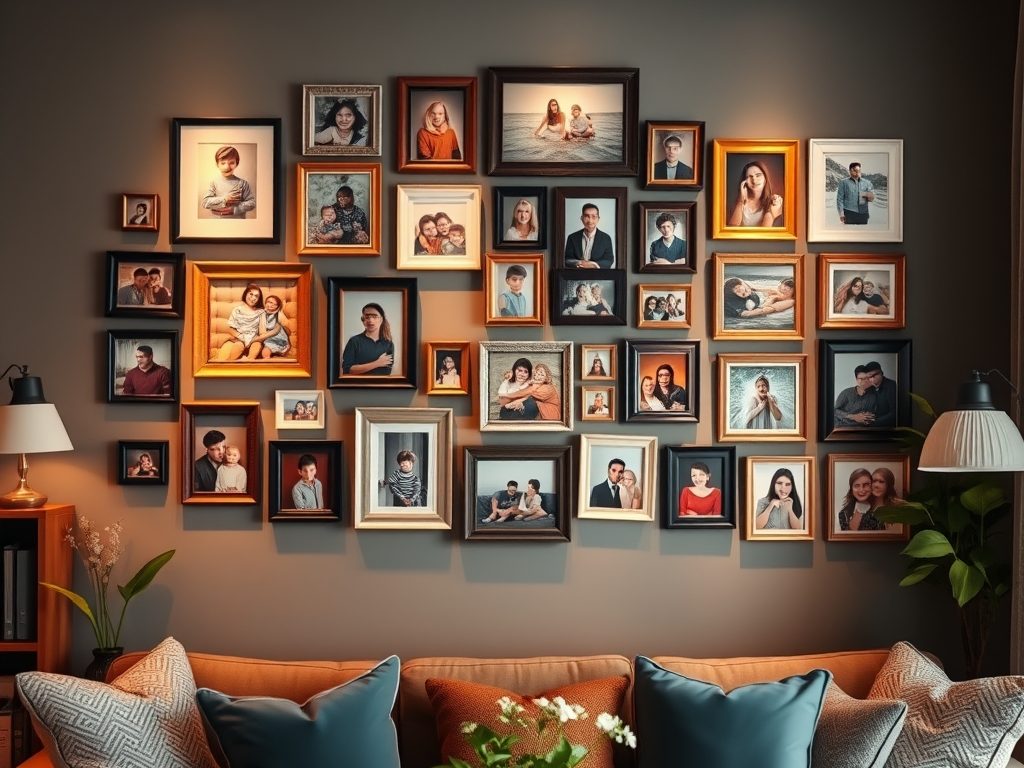 Galeria zdjęć rodzinnych na ścianie: jak zaplanować układ i montaż, by stworzyć spójną i osobistą dekorację domu